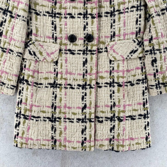 Milly of New York Tweed Pea Coat Womens Size 0 Double Breasted Long Wool Jacket - Picture 10 of 14